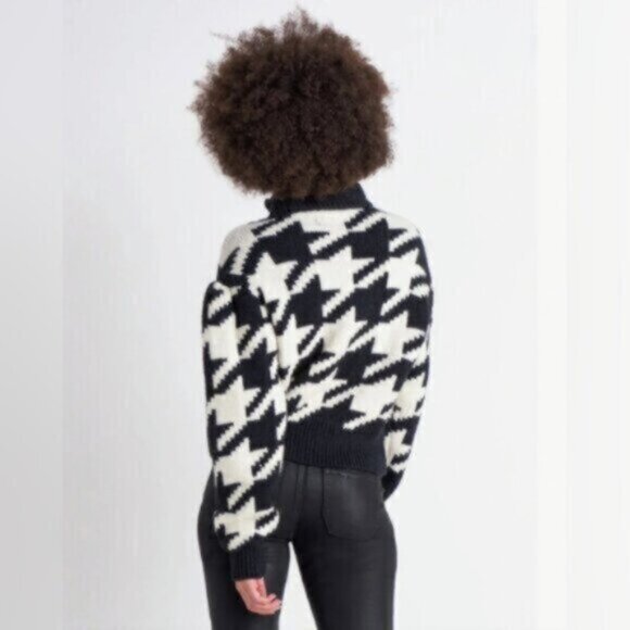 DEX Houndstooth Cropped Mock Neck Sweater NWT Sz XL - Picture 6 of 14